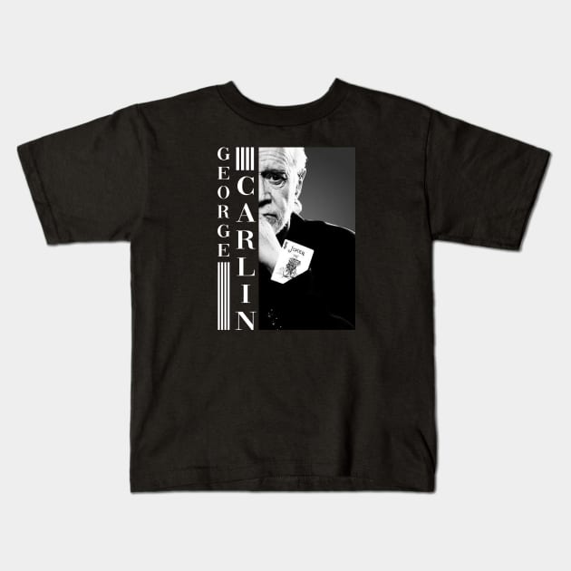 George Carlin Black And White Kids T-Shirt by mia_me